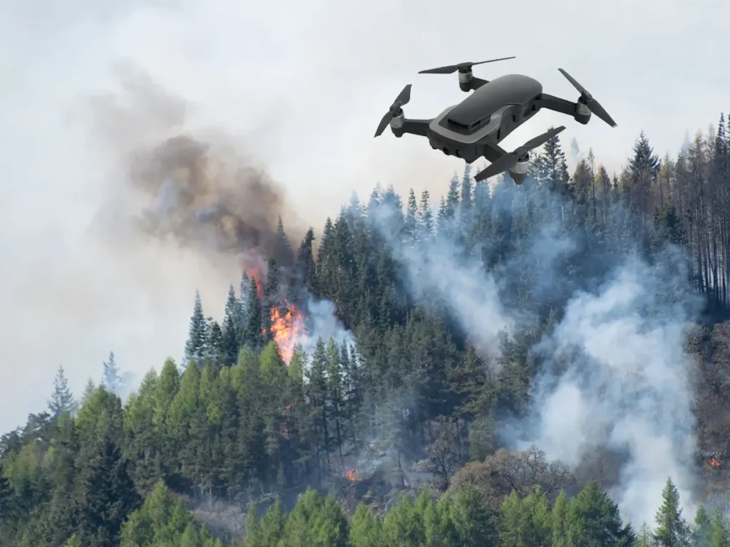 Drone fiber optic cable for fire exploration