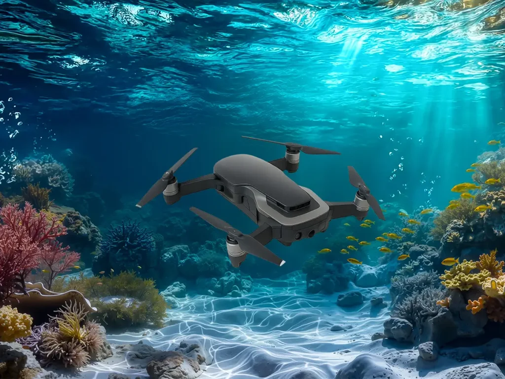 Drone fiber optic cable for underwater exploration