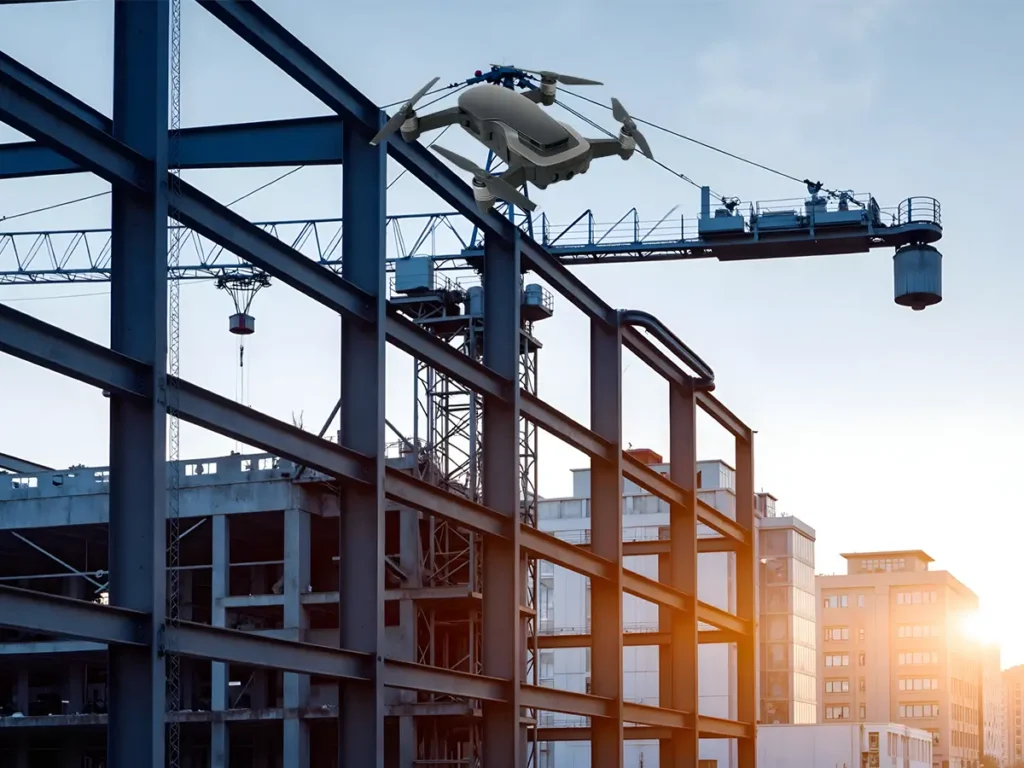 Drone fiber optic cablt for building geotechnics